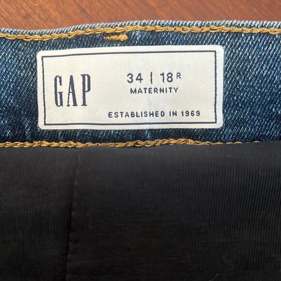 Gap Blue Denim Maternity Jeans Ankle Straight Leg Size 18/34 Belly Band - Picture 3 of 9